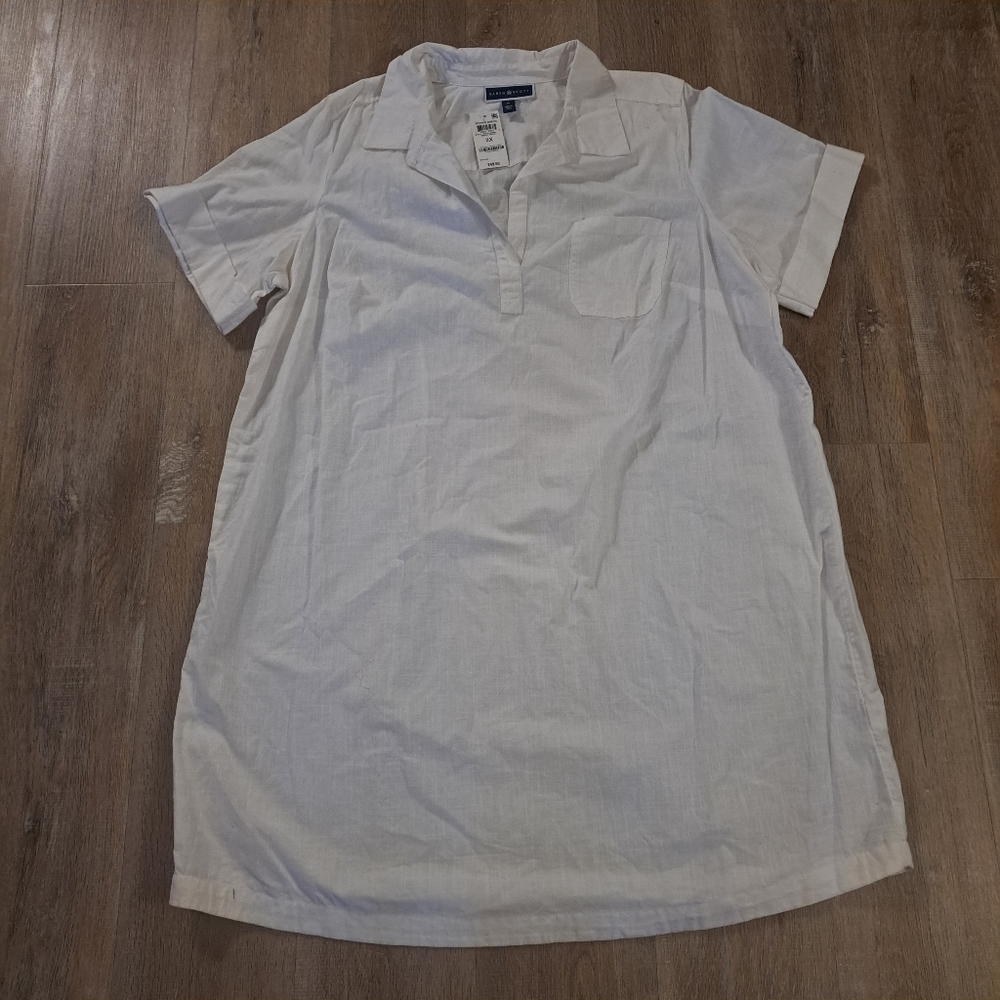 Karen Scott Casual White Woven Short-Sleeve Polo Shirt Dress Women's Size 2X NWT
